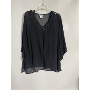 Ulla Popken 2 Piece Top Plus Size 28/30 Sheer Sequins Fairy Whimsigoth 90s Y2K